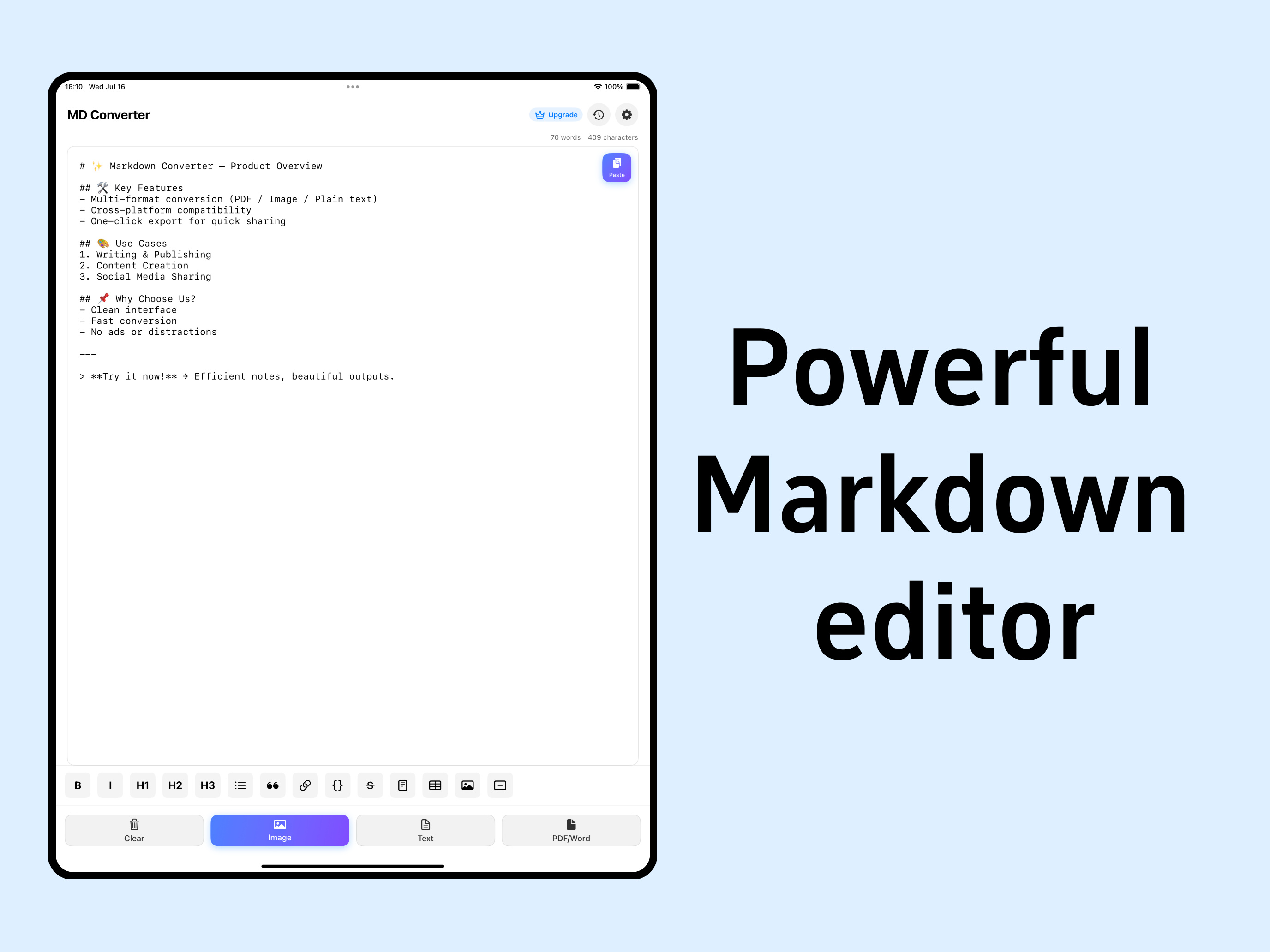 MDconvert - to pdf/word/image