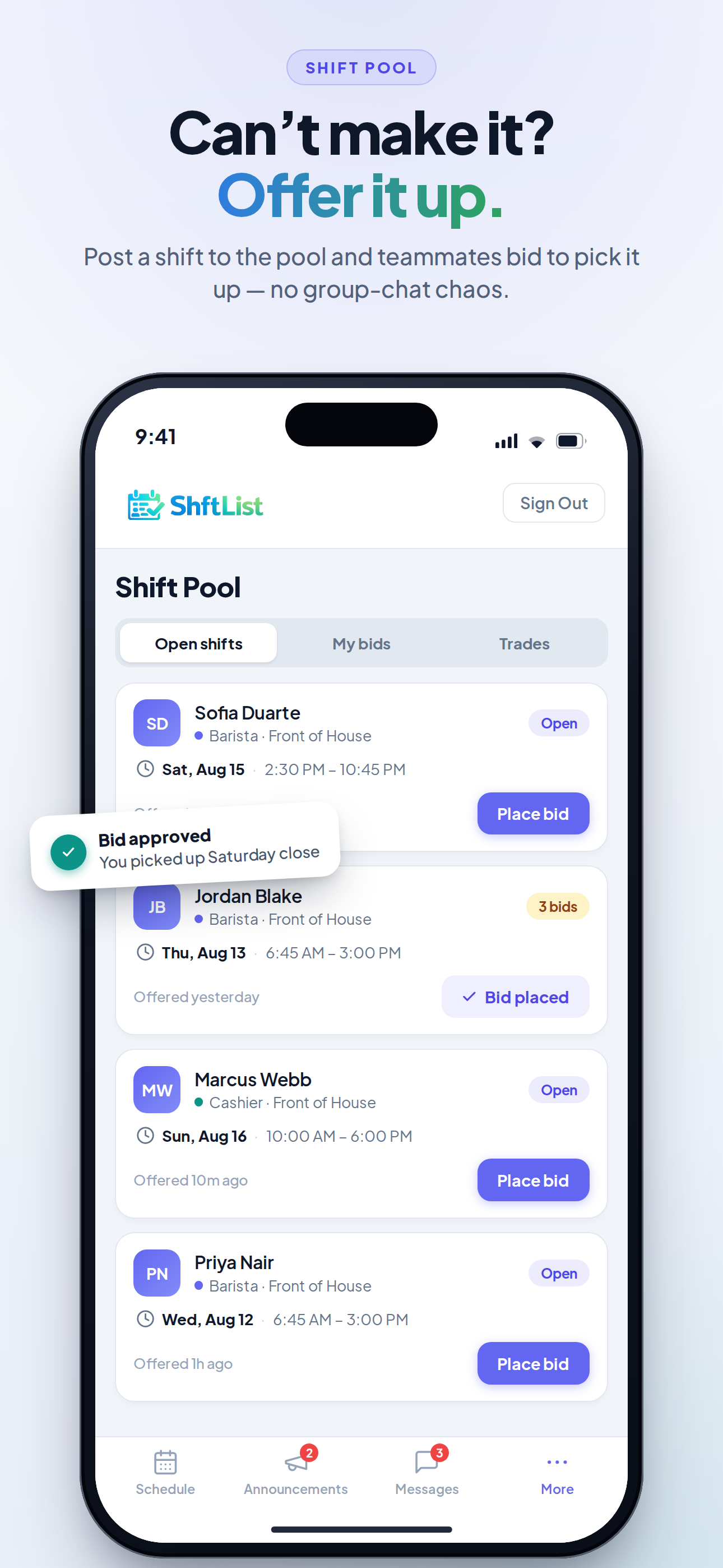 ShftList: Employee Scheduling screenshot 2