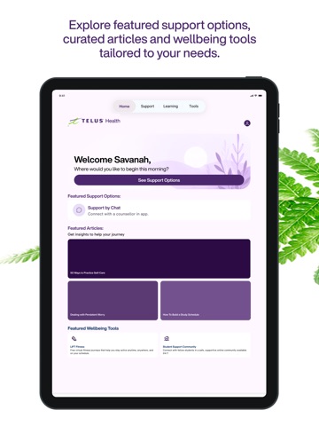 TELUS Mental Health Access iPad screenshot