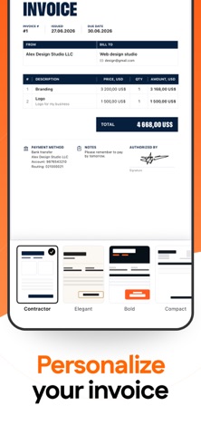 Invoice list in the Invio iPhone app
