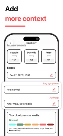 Press: Blood pressure monitor iPhone screenshot