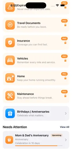 Captura de pantalla de KeepTrack Pro: Life Organizer en iPhone 2