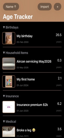 Age Tracker iPhone screenshot