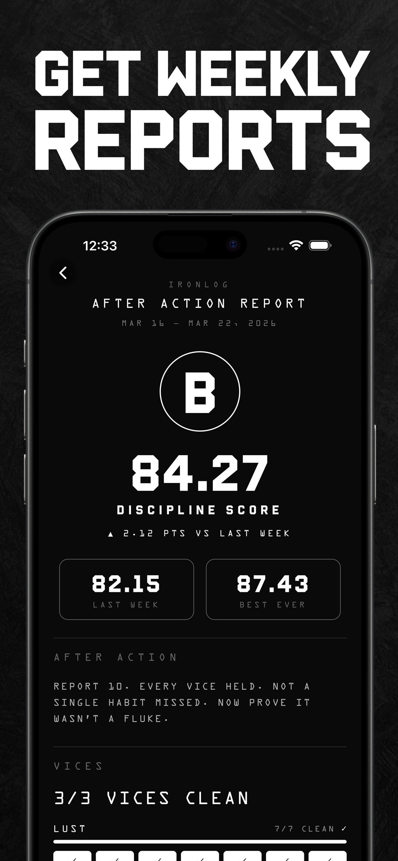IRONLOG: Discipline Tracker