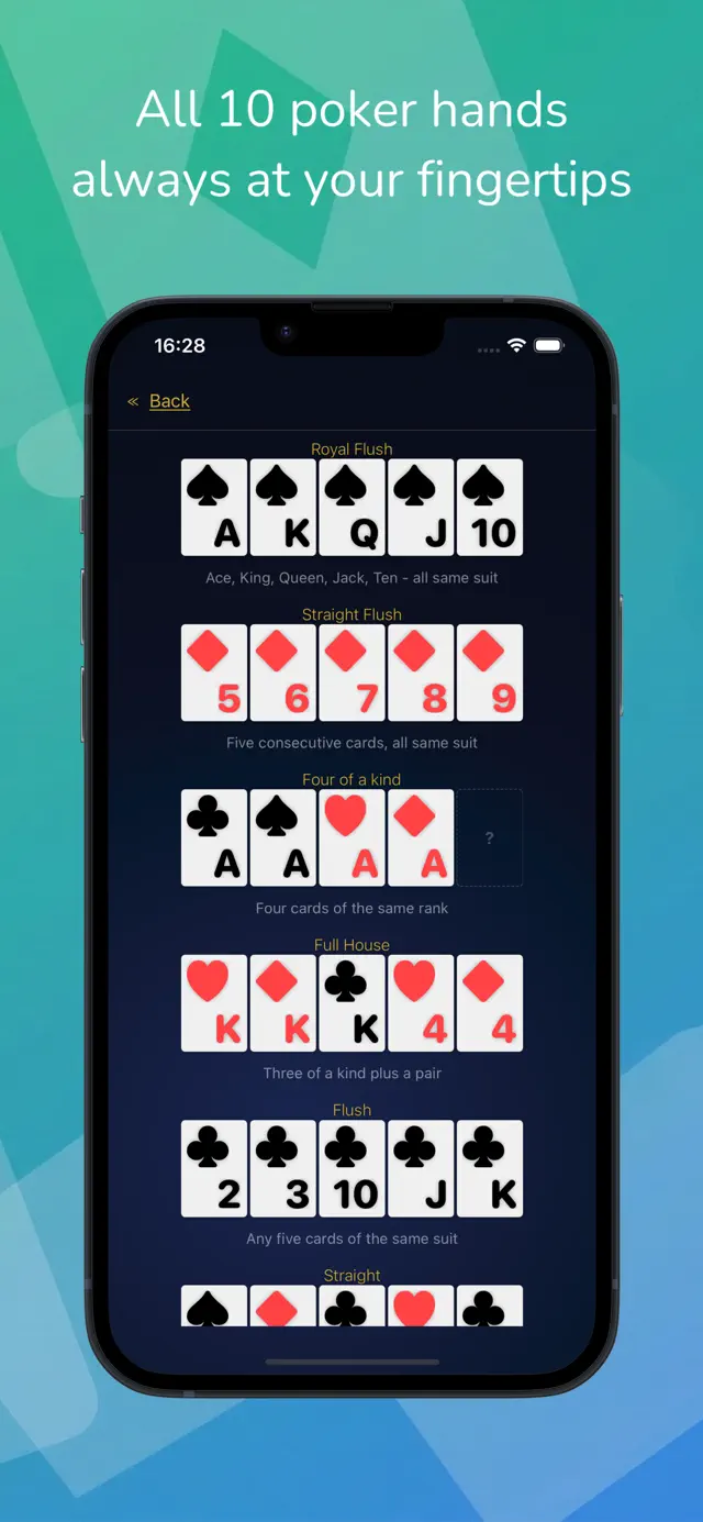 Poker Hands Quiz screenshot 2