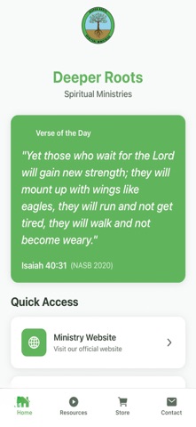Deeper Roots Spiritual App screenshot