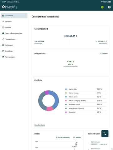 investify iPad screenshot
