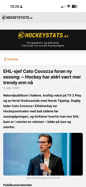 Hockeystats Norge screenshot 2