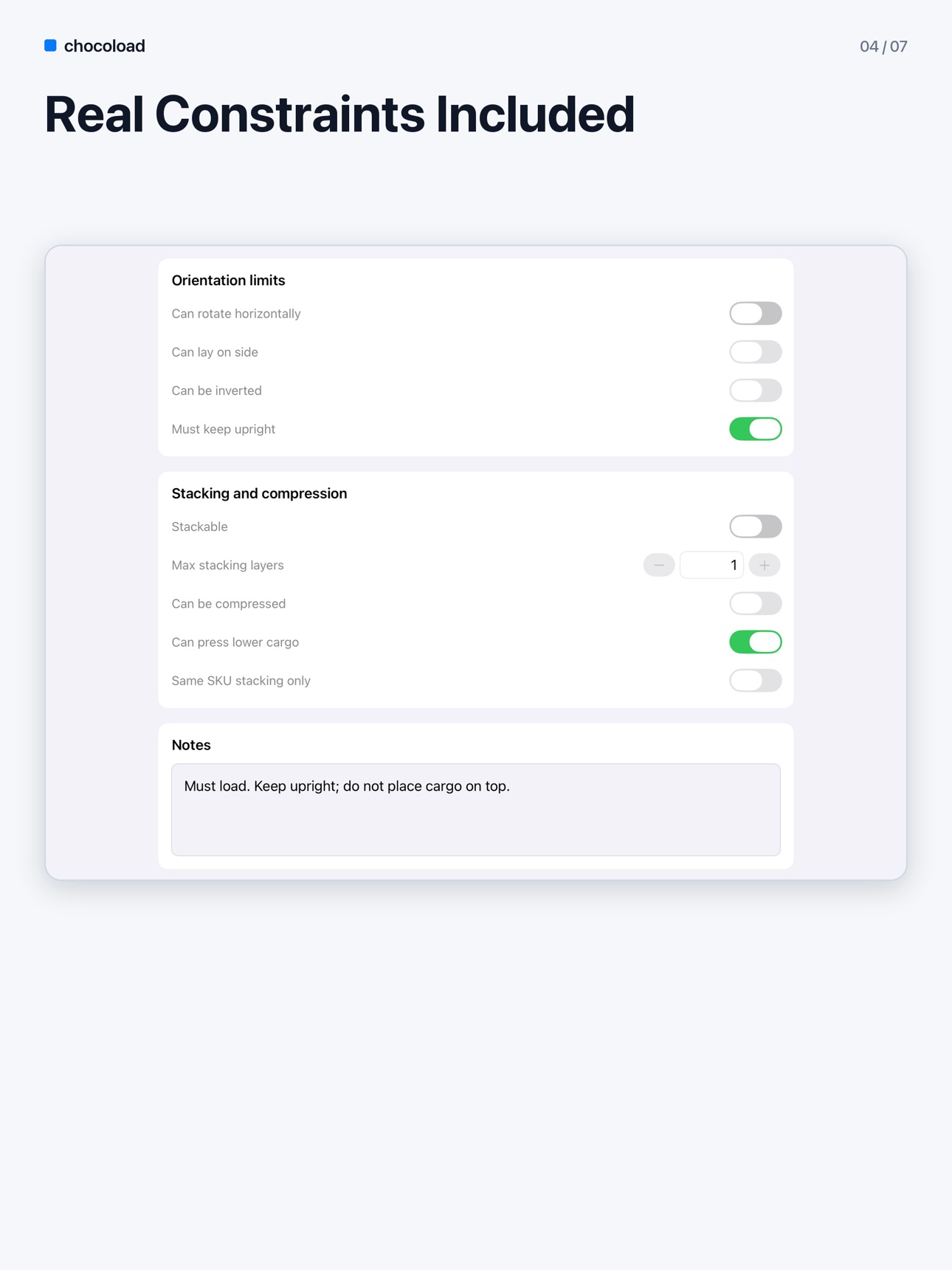 Screenshot 11 of Chocoload: Load Planner