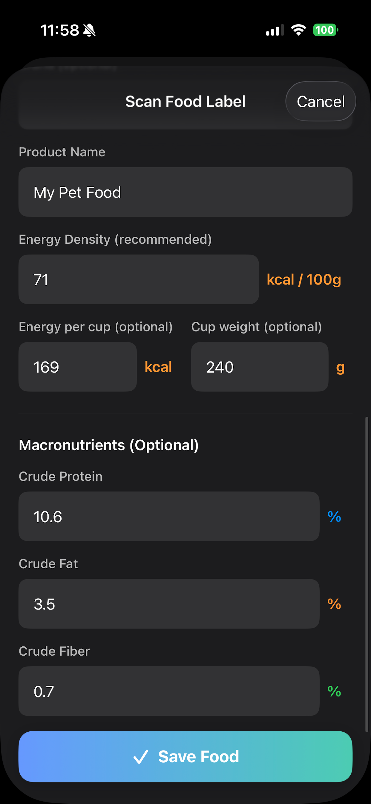 Pet Food Planner AI Assistant