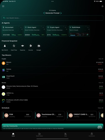 WealthNX AI iPad screenshot