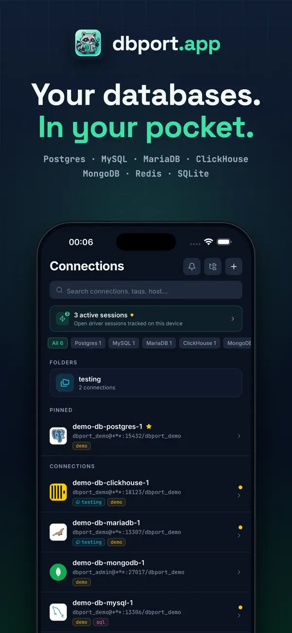 #1. DBPort: Modern Database Client (iOS) Ved: Mansur Tauken