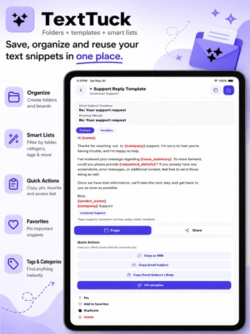 TextTuck: Snippets & Templates iPad screenshot