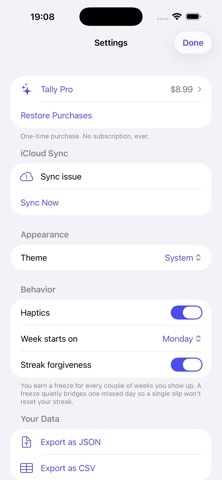 Tally — Daily Habits iPhone screenshot