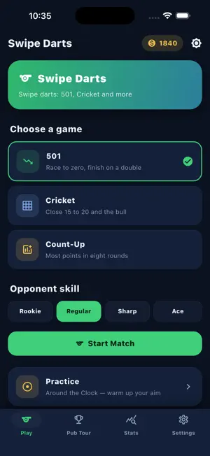 Swipe Darts: 501 & Cricket screenshot 1