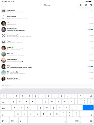 Minyma iPad screenshot
