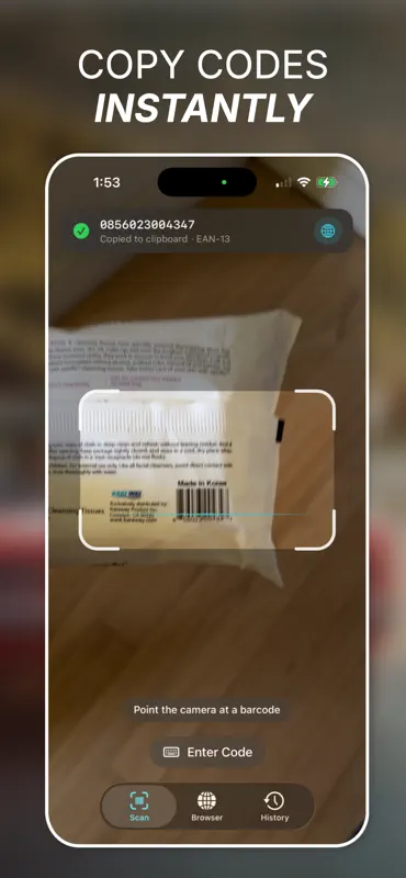 Barcode Copy: Scan Barcodes screenshot 4 of 4