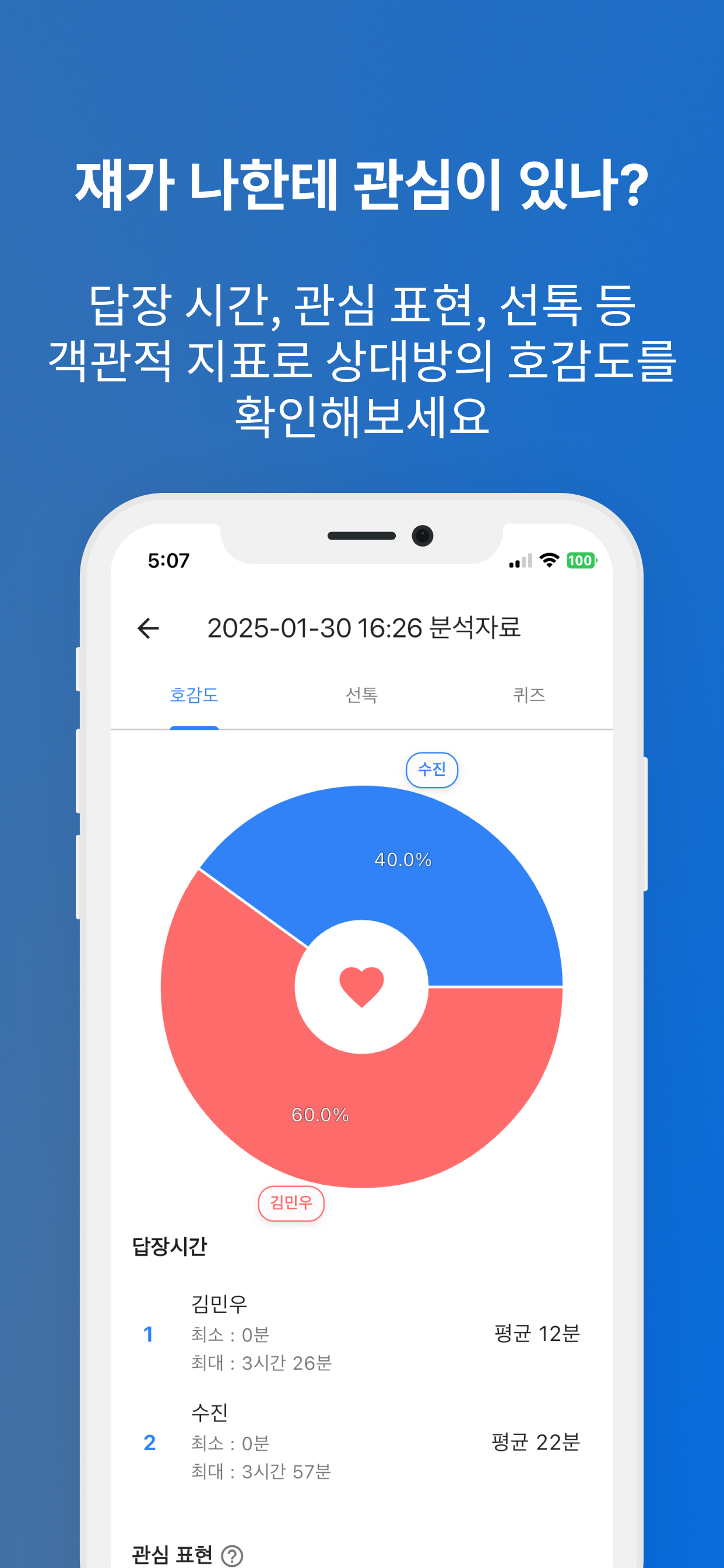 연애분석기 - 짝사랑, 호감, 연애 심리, 애정도 분석