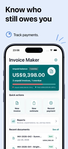 Invoice & Estimate Maker FTW iPhone screenshot
