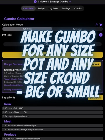 Gumbo Calculator iPad screenshot