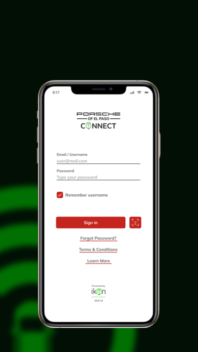 Porsche El Paso Connect app screenshot