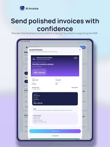 AI Invoice - Invoicing Tool iPad screenshot