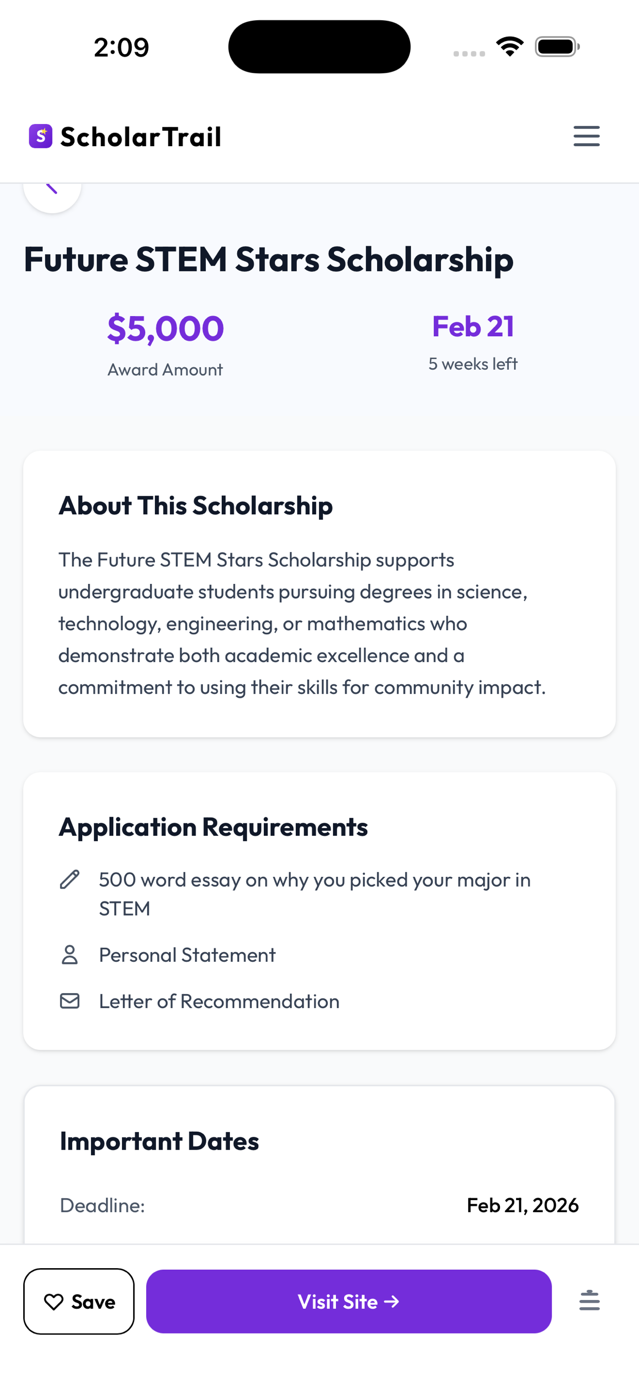 ScholarTrail: Scholarships screenshot 3