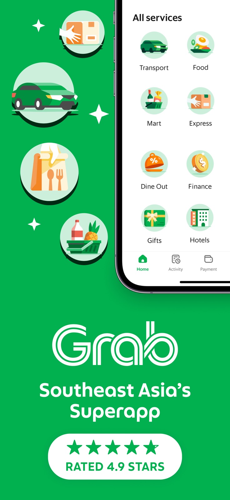 Grab: Taxi Ride, Food Delivery iphone screenshot 1