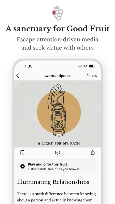 Vineyard: Find Virtuous Minds iPhone screenshot 1 - Lifestyle app