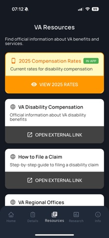 VA Disability Rates Calculator screenshot