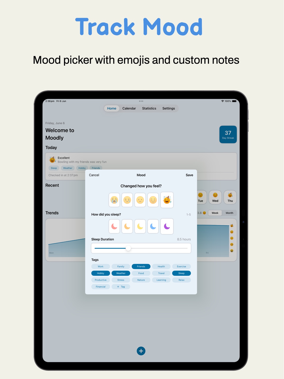 Moodly: Mood Tracker ipad screenshot 3