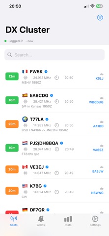 DX Cluster monitor screenshot