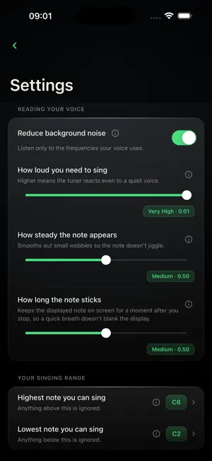 SingTuner: Vocal Pitch Monitor screenshot 3
