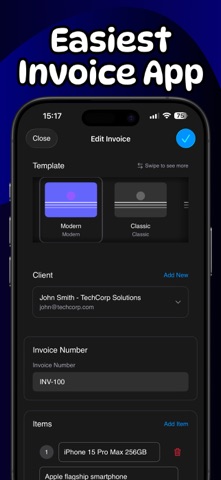 Invoice Generator: Glassica iPhone screenshot