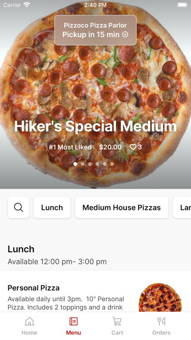 Pizzoco Pizza Parlor iPhone screenshot 2 - Food & Drink app