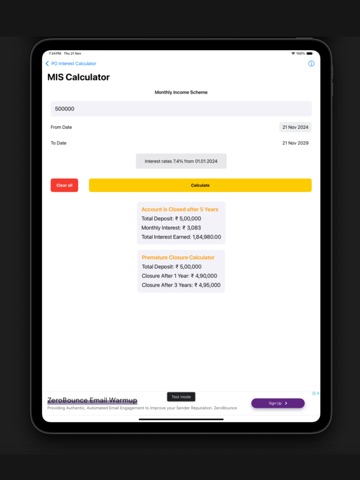 PO Interest Calculator iPad screenshot