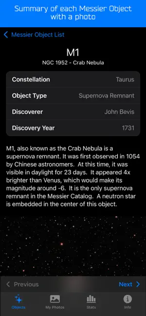 Messier Journal screenshot 2