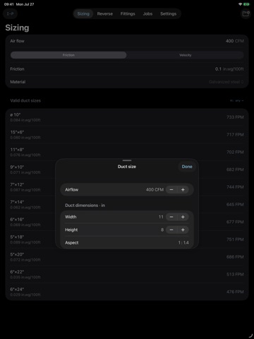 DuctSizer: Duct Calculator iPad screenshot