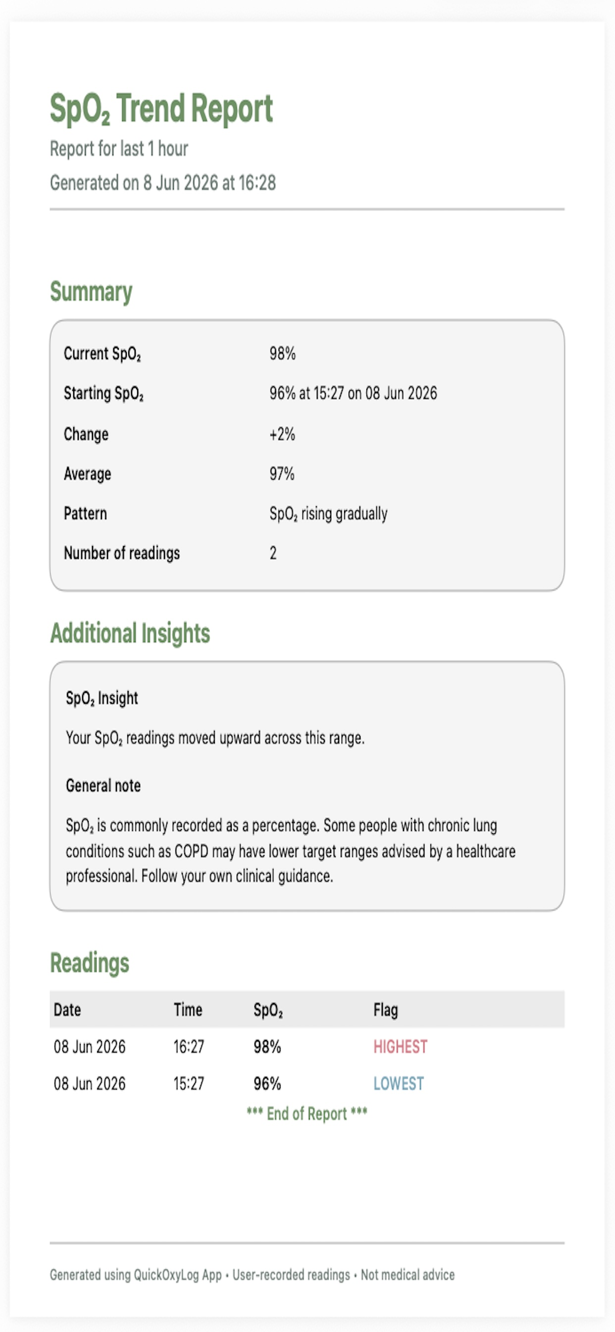 QuickOxyLog screenshot 5