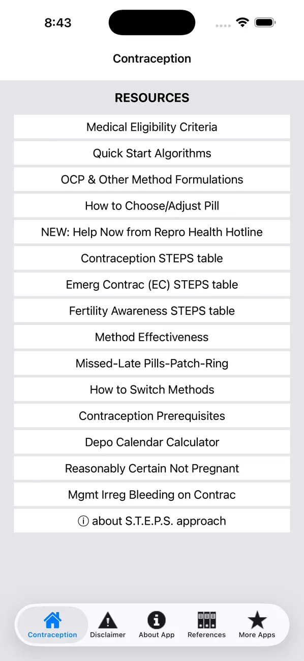 Screenshot #1 pour Contraception Point-of-Care