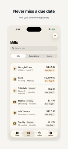 Bill Manager: Due Date Tracker iPhone screenshot