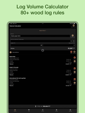 Wood Log Calculator iPad screenshot