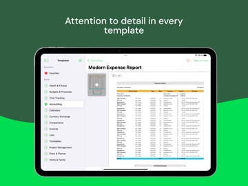 Templates for Excel Pro iPad screenshot