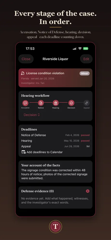 Tavora - License Defense Log screenshot 2
