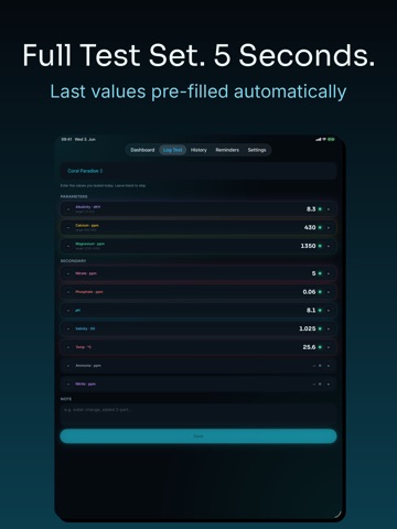 ReefDrift: Reef Parameter Log iPad screenshot