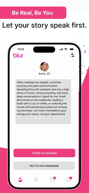 Blur: AI Based Social Date App screenshot 1
