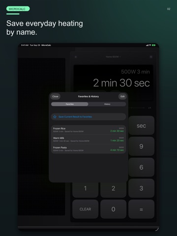 MicroCalc for microwave oven iPad screenshot