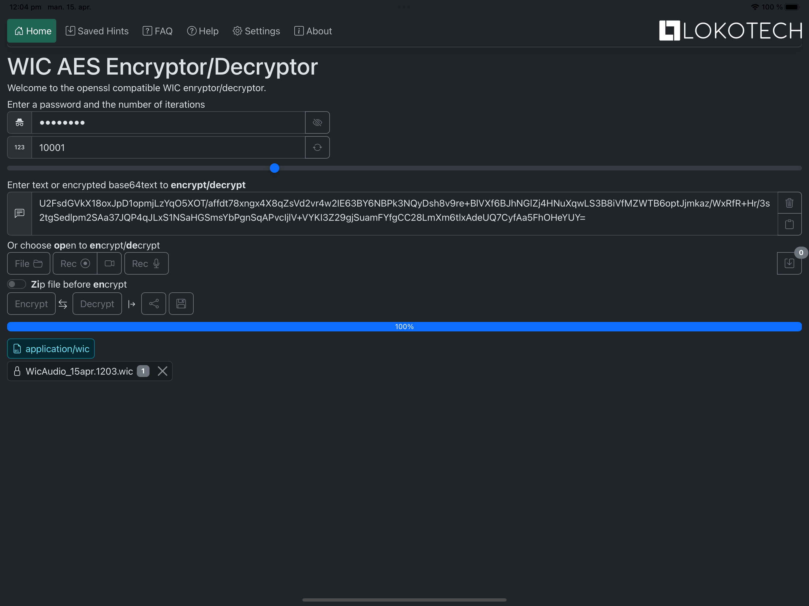 WIC Encrypt/Decrypt