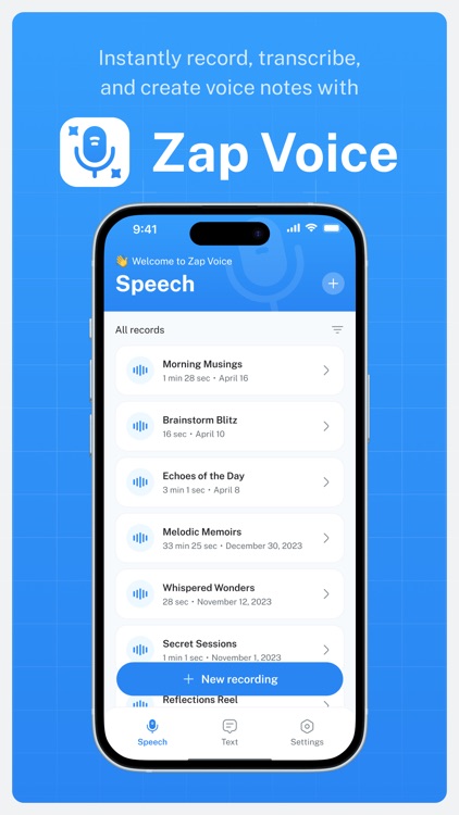Zap Voice. Record & Transcribe