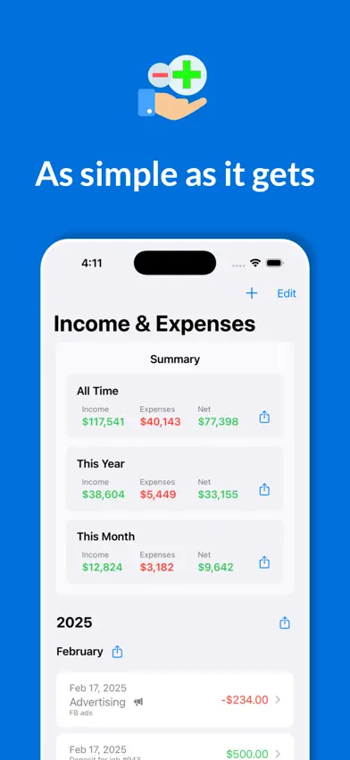 Simple Income Expense Log App screenshot 1